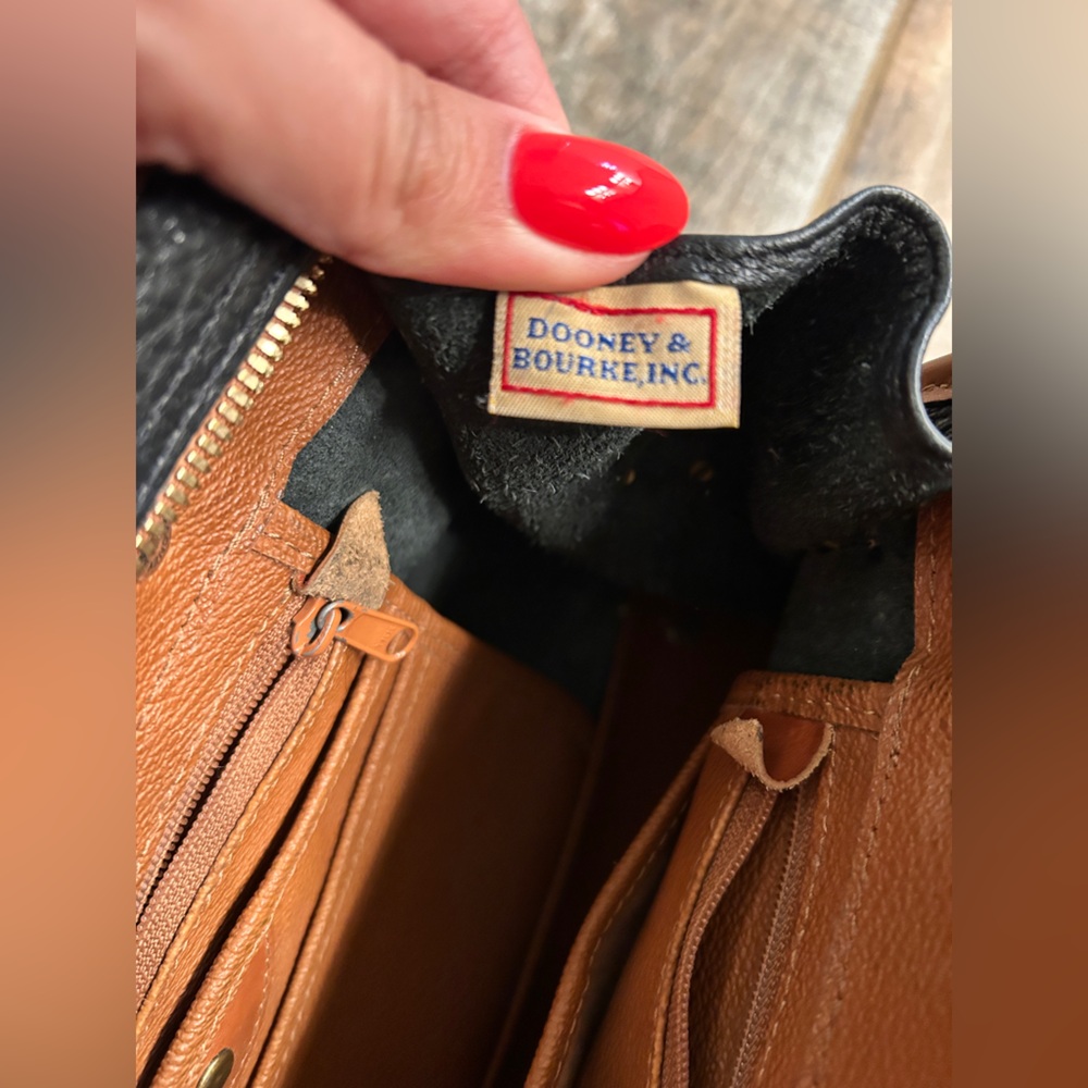 Vintage Dooney and Bourke Black Brown Leather Buckle Satchel Bag Purse Handbag - Picture 7 of 7